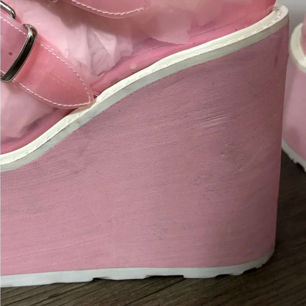 Demonia Swing-230C Clear Baby Pink Lovesick Trinity Boots